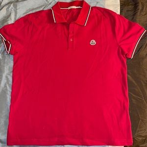 Red size x l moncler polo shirt fits like a large.